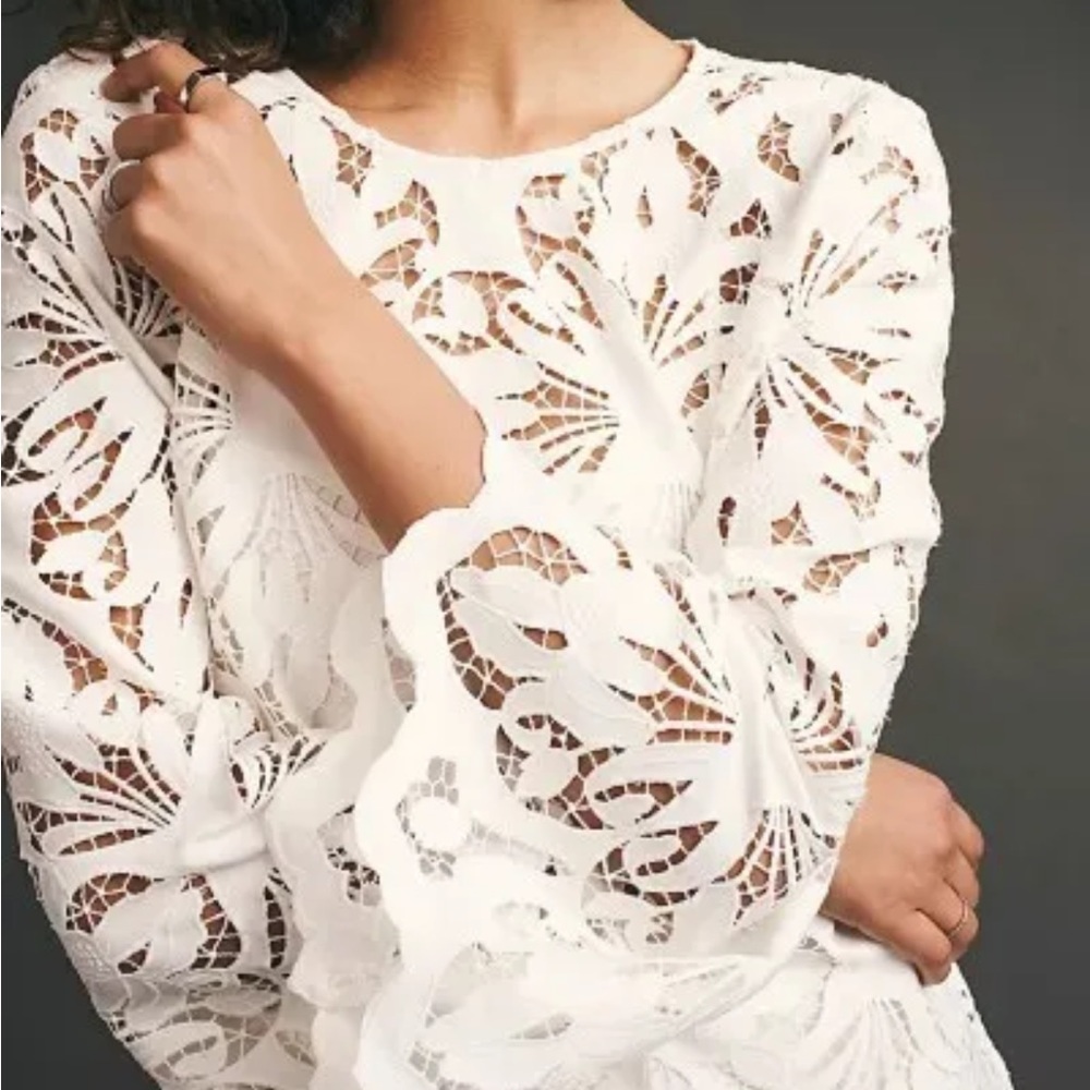 Free People Mestiza New York Mira White Lace Mini Dress size M/L $395